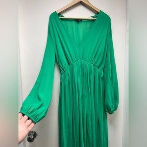 Elegant Green Long Sleeve Maxi Dress